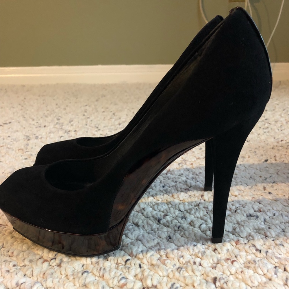Stuart Weitzman Women’s Suede Peep Toe Pumps Heels